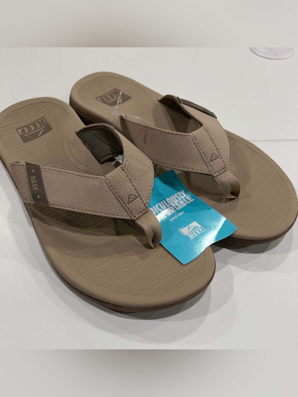 Reef Men's Size 12 Santa Ana Sandals Flip Flops Tan NWT Sand Vegan Leather Strap